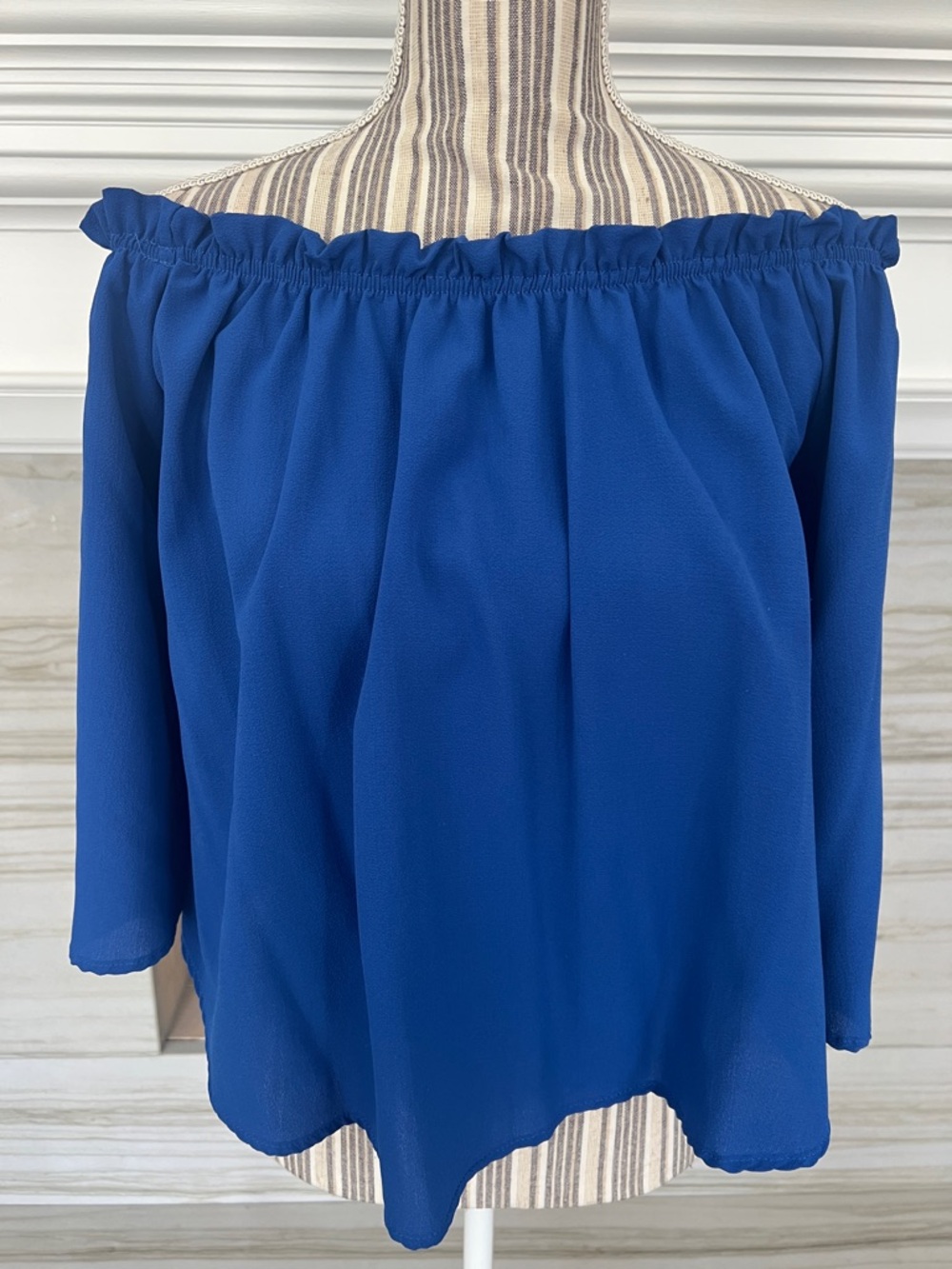 Off-Shoulder Royal Blue Blouse